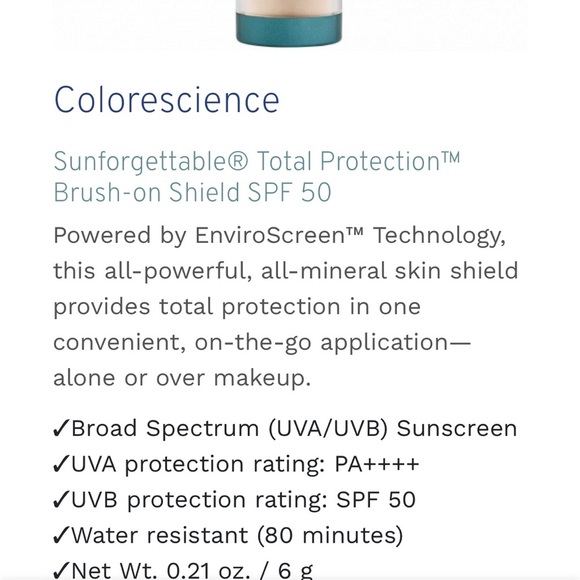 Sunforgettable Brush-On Shield SPF 50 - Blue and White. Colorescience for face - Picture 5 of 6